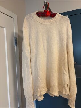 Brock collection Crewneck Sweater in Cream. Silk, flax, cashmere